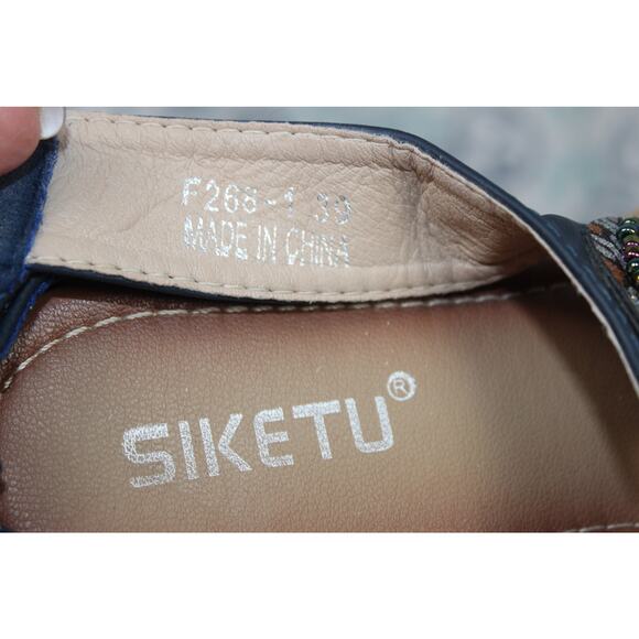 Siketu Bohemian Sandals Blue Strap with Stones Size‎ 39 Womens 8.5 - Picture 7 of 8